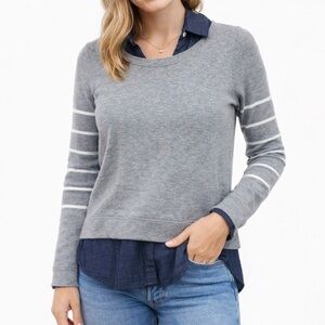TOMMY Hilfiger Grey Blue Shirt Sweater Pullover Size XXS